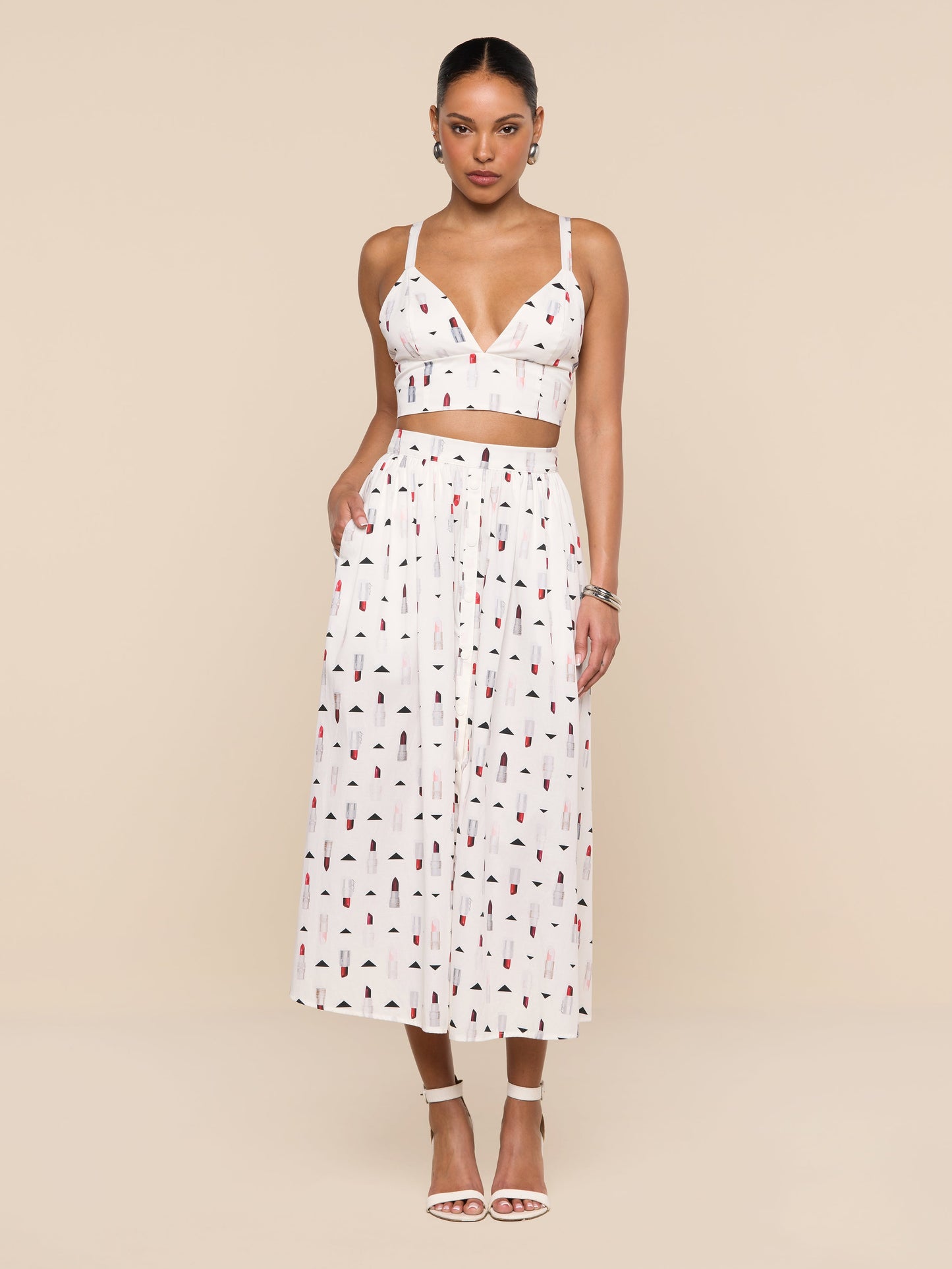 Seina Poplin Midi Skirt