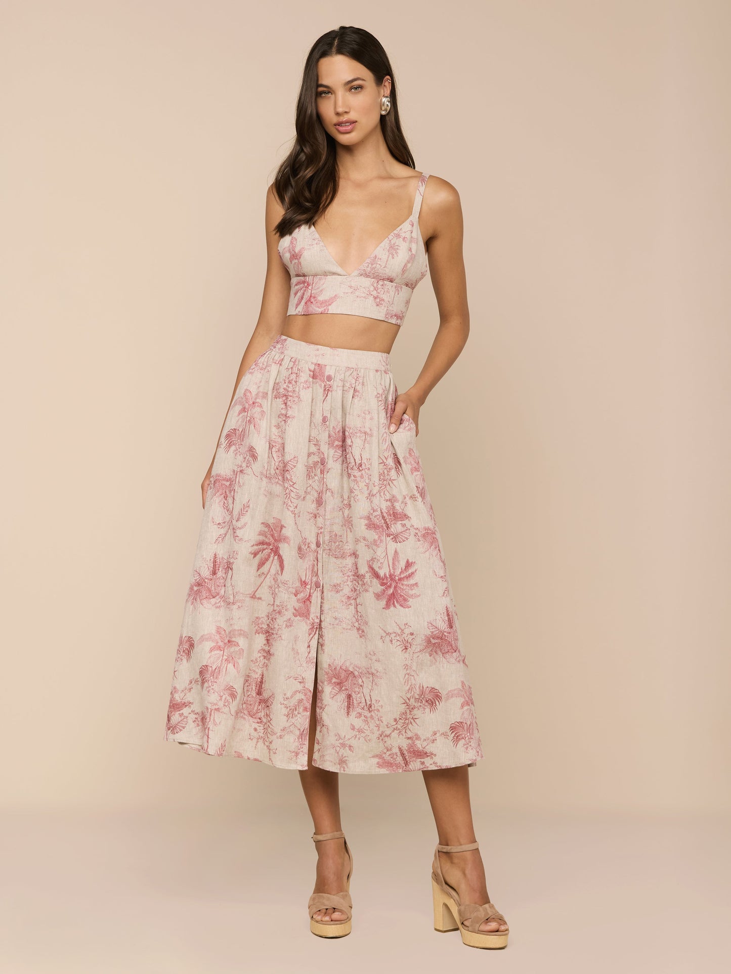 Seina Linen Midi Skirt