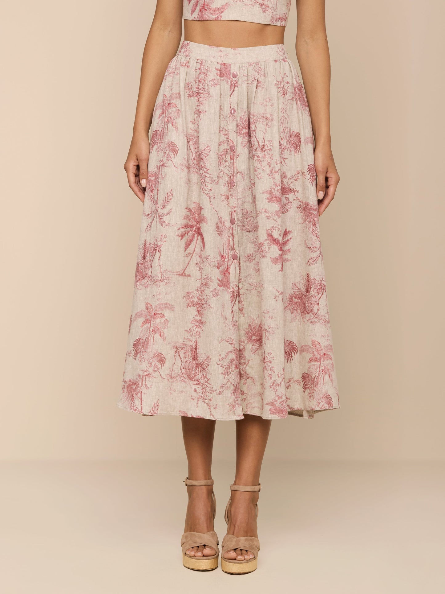 Seina Linen Midi Skirt