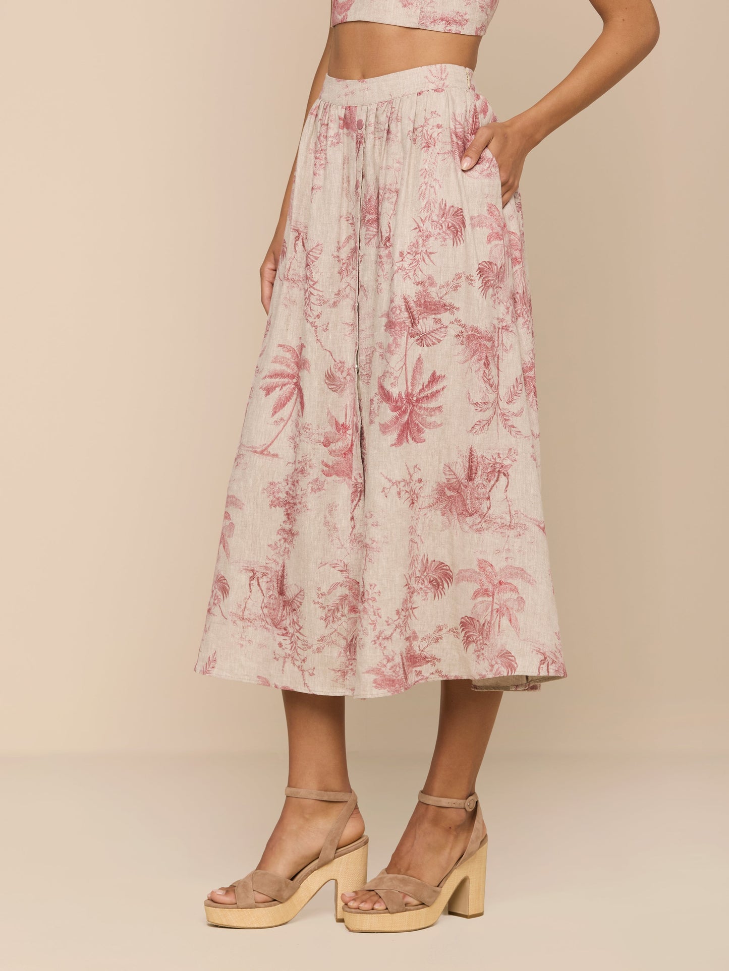 Seina Linen Midi Skirt