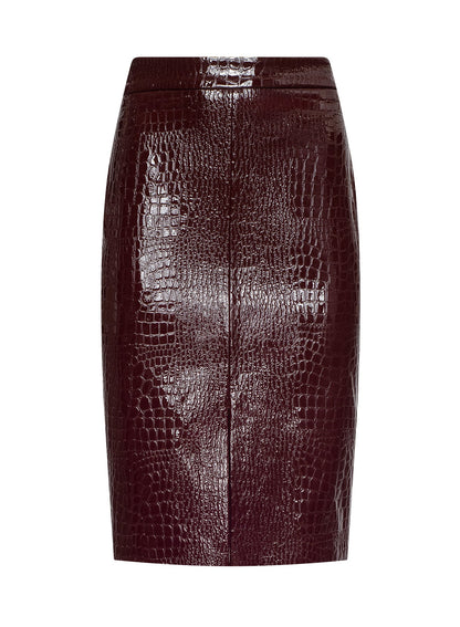 Violetta Croc-Embossed Skirt