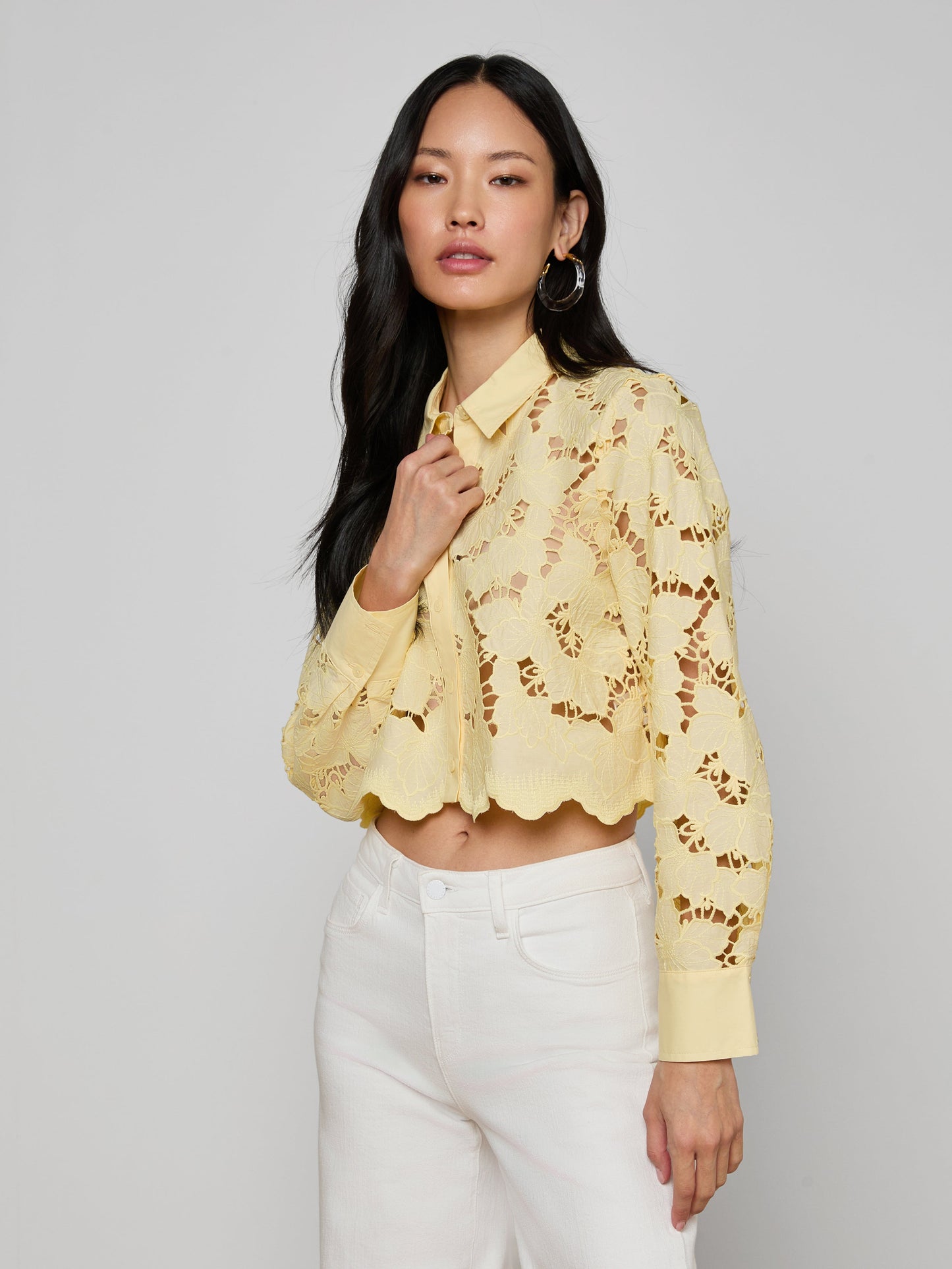 Seychelle Cropped Eyelet Blouse