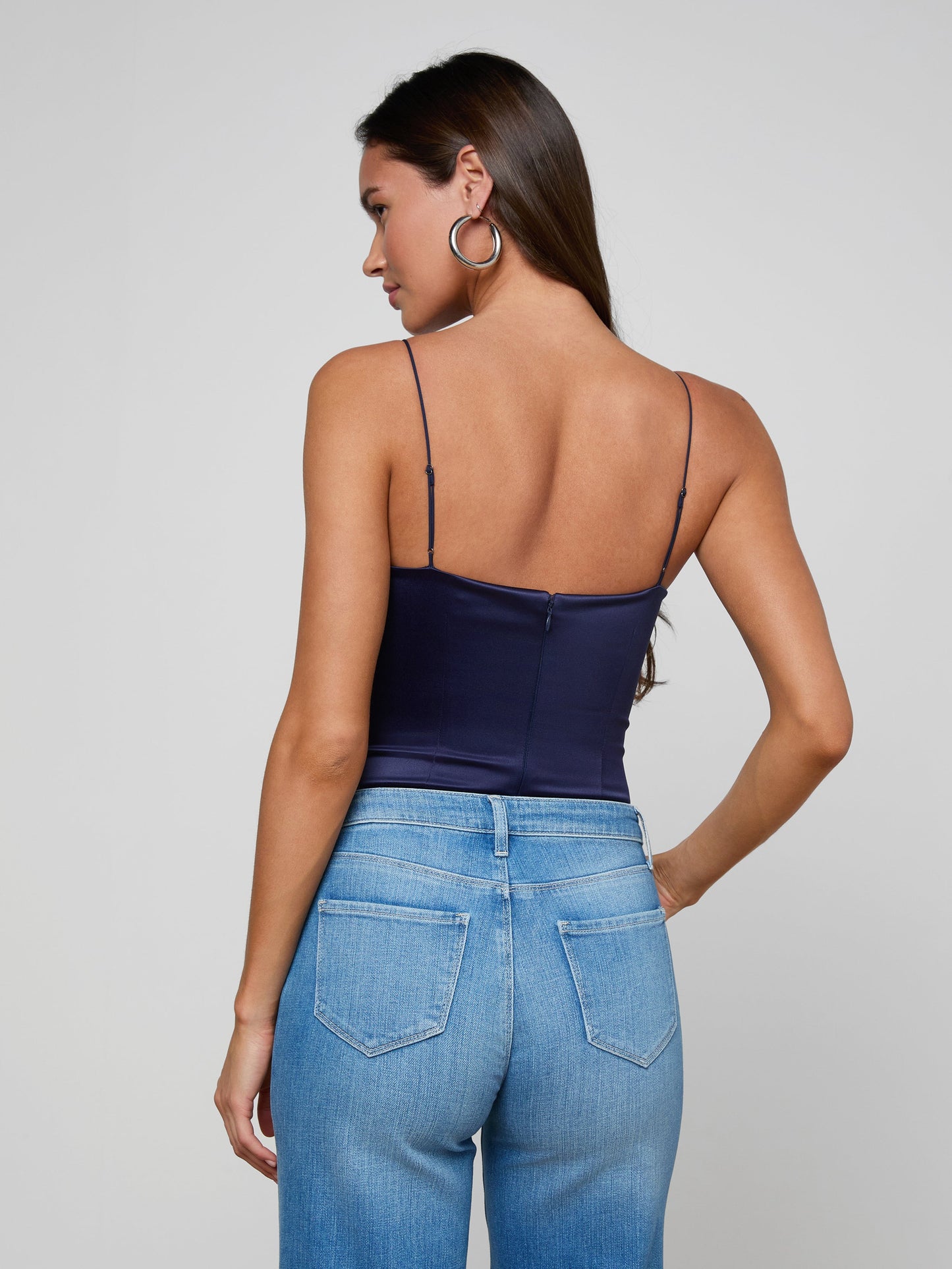 Dara Stretch-Satin Bodysuit