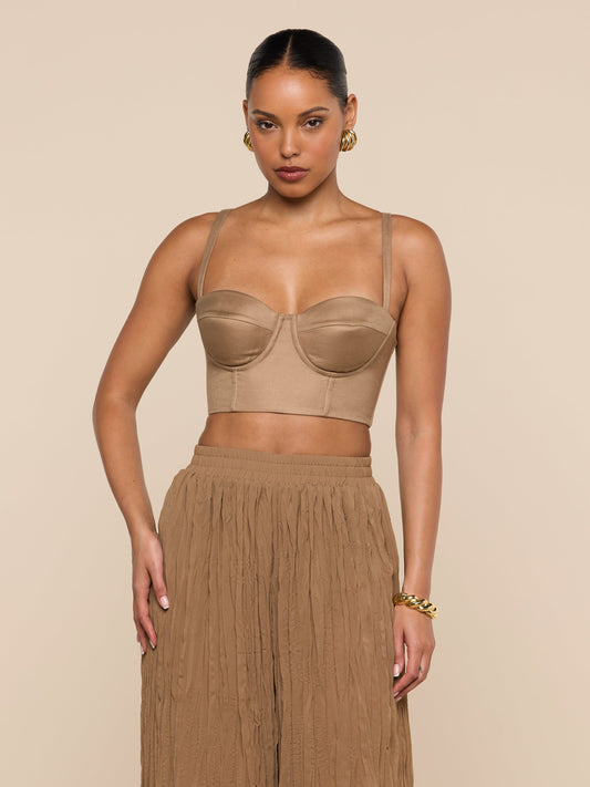 Sonya Linen-Blend Bustier
