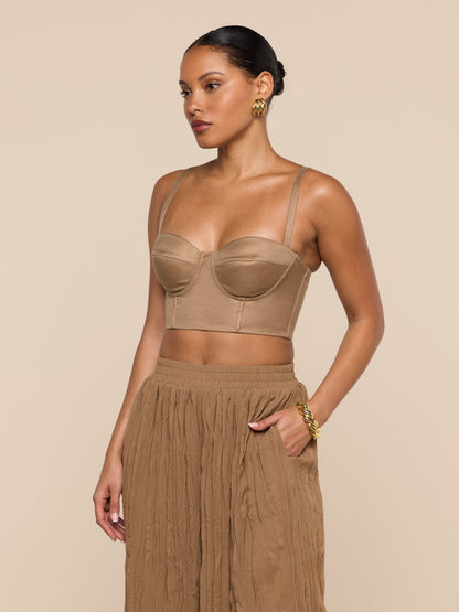Sonya Linen-Blend Bustier