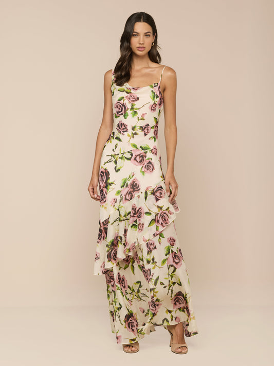 Viola Silk Cowl-Neck Gown