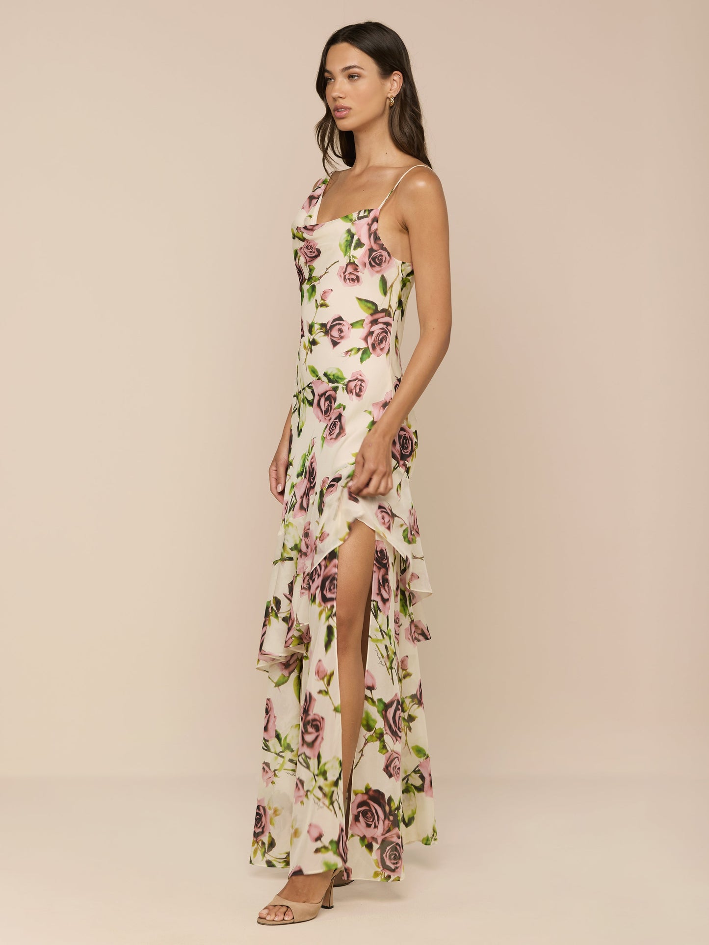 Viola Silk Cowl-Neck Gown