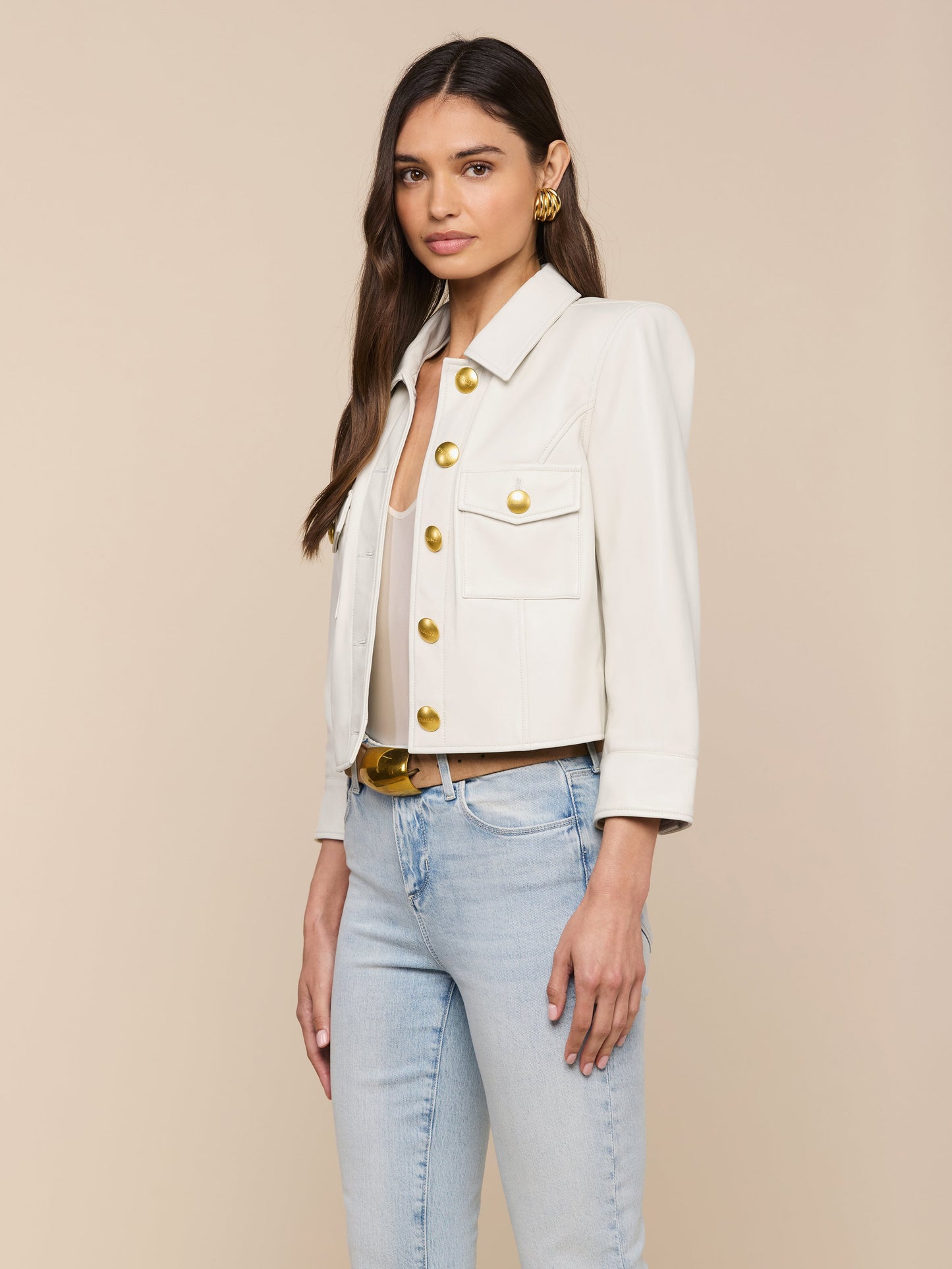 Kumi Cropped Leather Jacket