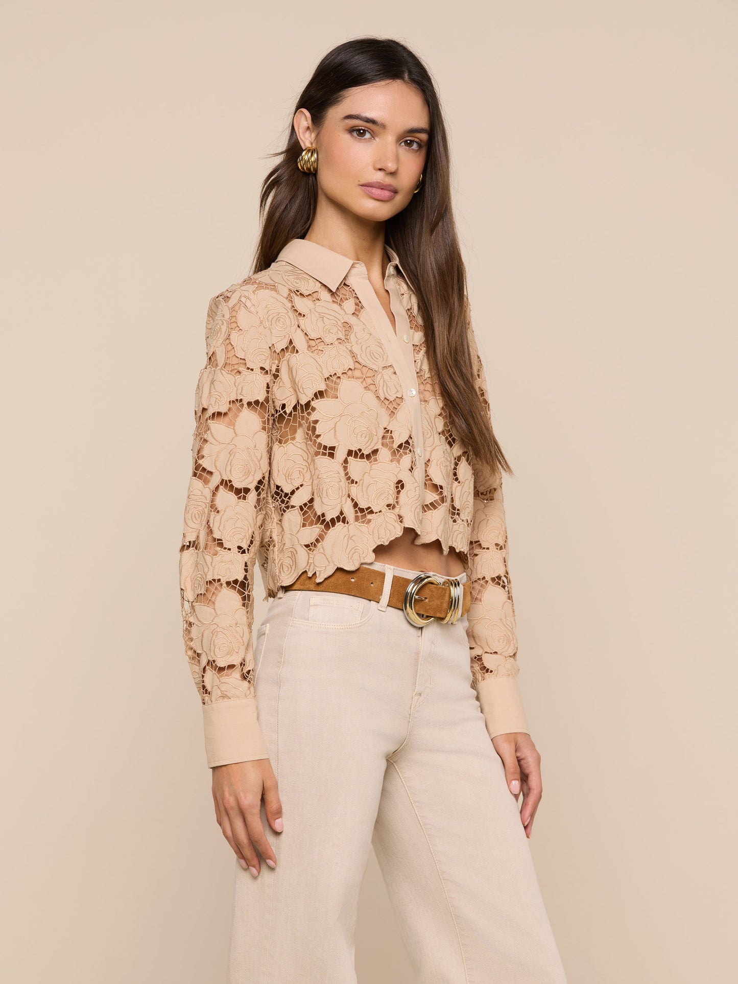 Seychelle Cropped Eyelet Blouse