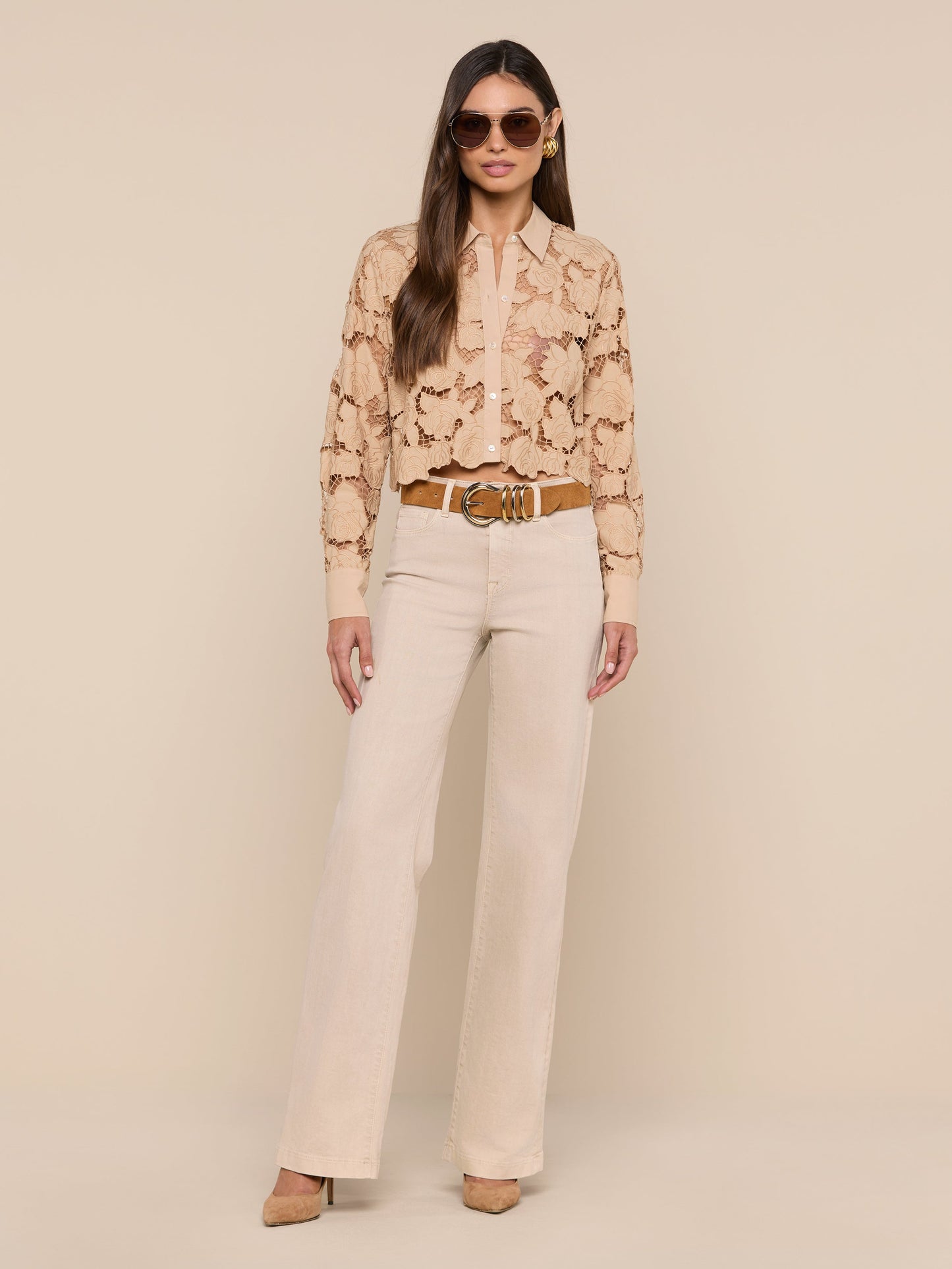 Seychelle Cropped Eyelet Blouse