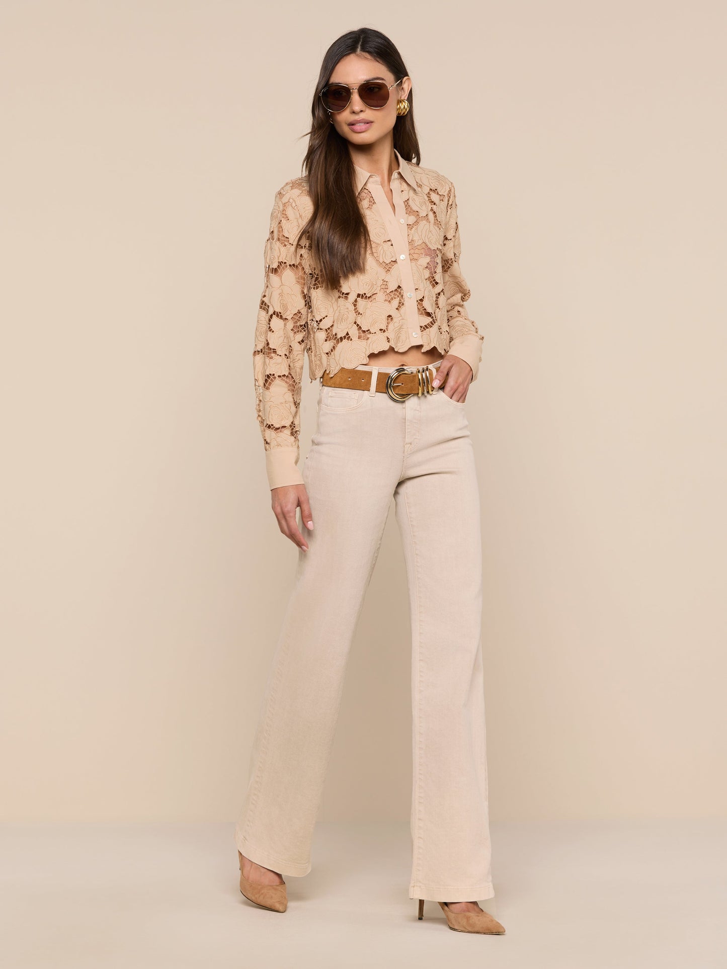 Seychelle Cropped Eyelet Blouse